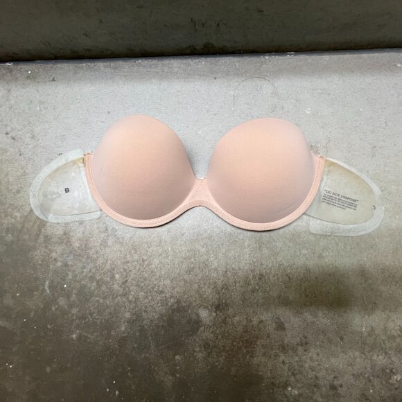 Strapless, Backless Bra w/Soft Foam Cups & Adhesive Side Wings, Beige, Size B - Picture 4 of 4